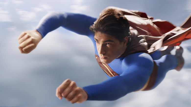 Brandon Routh soaring through the sky