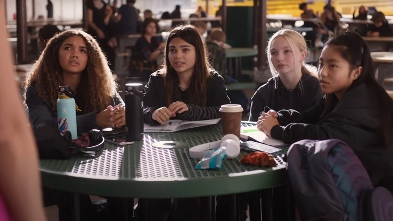 Sasha with her friends at lunch