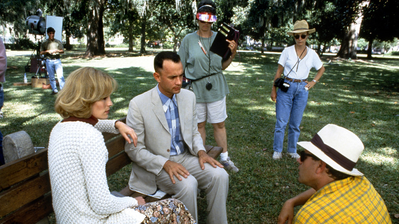 Robert Zemeckis talking to Tom Hanks and Robin Wright