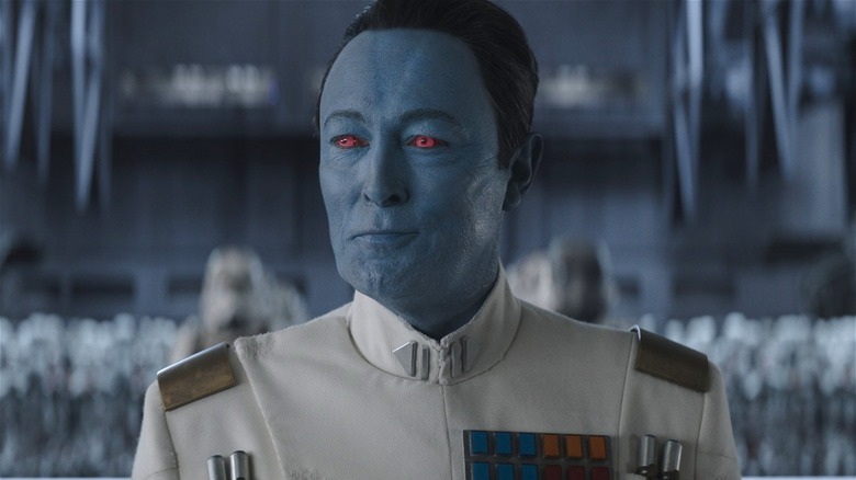 Thrawn smirking in white uniform