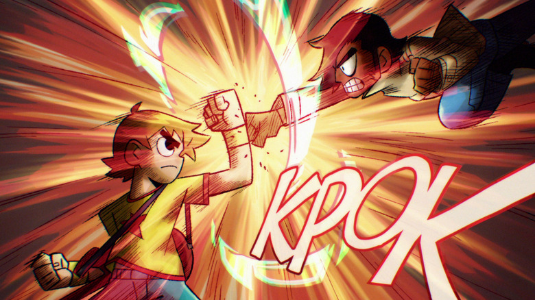 Scott Pilgrim and Matthew Patel battle